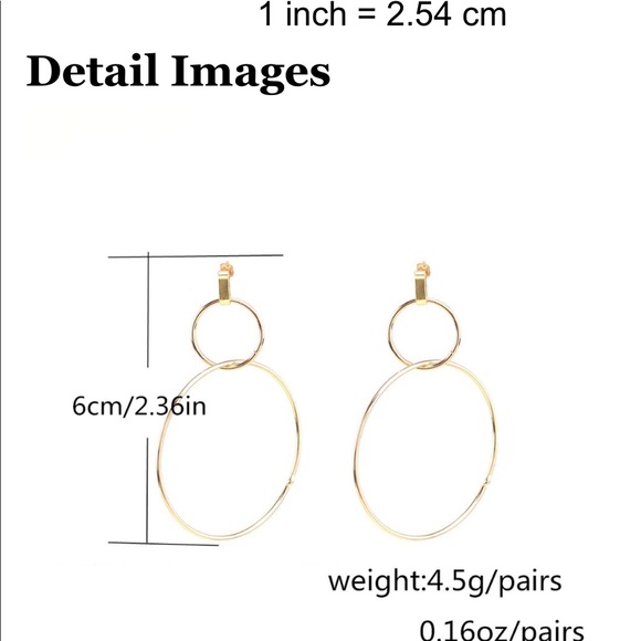 Double Circle Hoop Dangle Earrings Silver - Picture 5 of 5